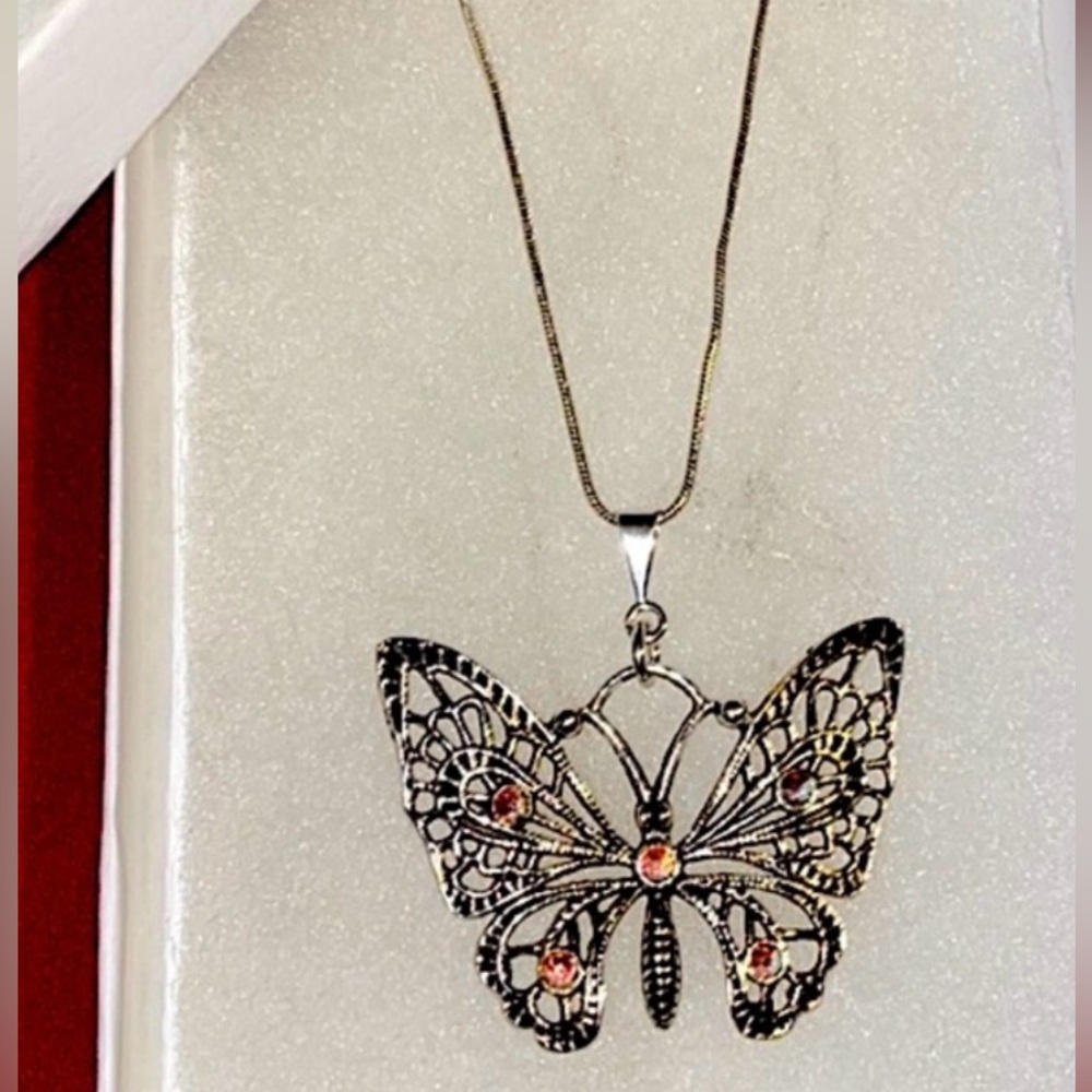 Silver Butterfly with Swarovski Elements.